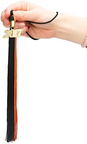 GraduationRoyal Two-Colored Graduation Tassel (9-inch) with Gold 2017 Year Charm (Black&Orange)