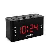 DreamSky Large Display Dual Alarm Clock With AM/FM Radio ,Battery Backup ,Sleep Timer And Snooze , 2 Dimmer Optional