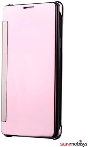 Sun Mobisys®; Samsung Galaxy Note 4 Flip Cover; Clear View Flip Cover for Samsung Galaxy Note 4 Rose Pink Mirror