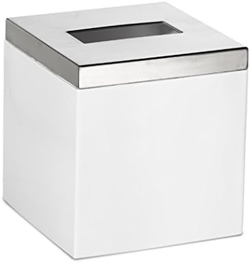 Wasinger Tissue Box Cover Square Metal-White/Silver