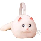 Micotaku Kawaii Cat Shaped Purse - Soft Faux Fur Cat Purse Crossbody Bag for Women Cosplay Halloween (Black/White/Gray)