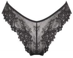 VALEGE Luxury French Lingerie Set, Push up Bra and Tanga lace Black, Dahalia (34 D, Black)