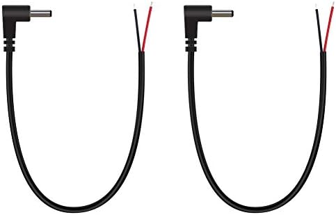 Fancasee 2 Pack Replacement 5 5mm X 2 5mm 90 Degree Right Angle Dc Power Male Plug Jack To Bare Wire Open End Pigtail Power Cable Cord For Dc Power