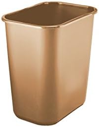 Continental Seamless One Piece Construction Rectangle Waste Basket, 28 qt, 15 in H X 14-1/4 in W X 10-1/2 in D, Plastic, Putty