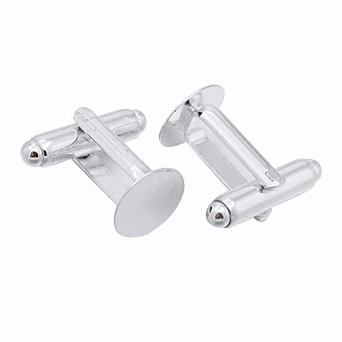 ARRICRAFT 50pcs Brass Cufflinks Cuff Button Cabochons Tray Bezel Cufflink Blanks Setting for Jewelry Making