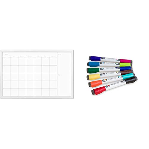 U Brands Dry Erase Calendar Board, 20 x 30 Inches, White Wood