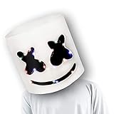 ZEULYCHAPMAN Halloween Costume Kids DJ Helmet Music Festival LED Mask Disco Lights Headgear Carnival Cosplay Light Up Mask Prop Latex Full Head Hat Rave Party White for Men (White, One Size)