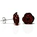 925 Sterling Silver Stud Earrings Rose with Cherry Genuine Natural Baltic Amber