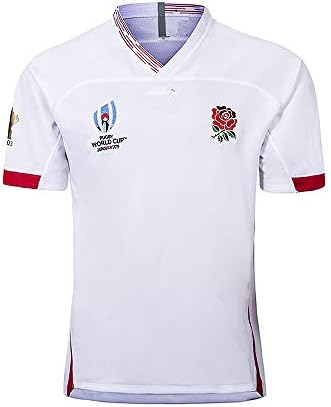 2019 England Rugby World Cup T-Shirt, Football T-Shirt National Football Jersey World Cup Shirt and Camp Running Shirt Men's Official Training Jersey Training Short Sleeve Jersey Tee,White,L