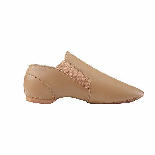 Dynadans Jazz Shoe Leather Slip On with Elastics (Big Kid/Little Kid/Toddler) 1M Little Kid Brown - Thumbnail 4