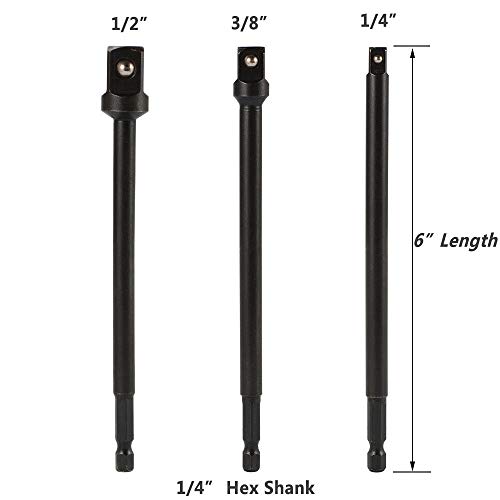 image for Yakamoz 3Pcs Long Impact Grade Socket Adapter Set | 1/4