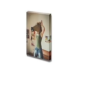 Canvas Prints Wall Art - Woman Wearing a Horse Mask | Modern Wall Decor/Home Decoration Stretched Gallery Canvas Wrap Giclee Print & Ready to Hang - 18" x 12"