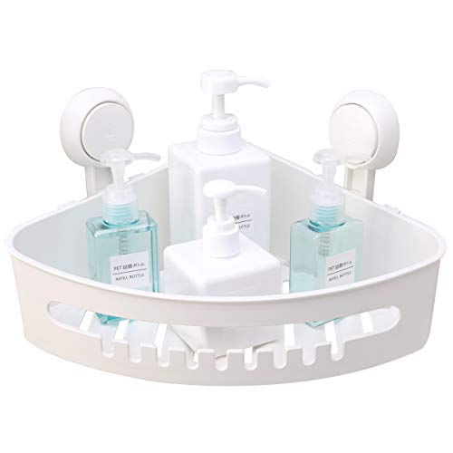 TAILI Suction Corner Shower Caddy Bathroom Shower Shelf Storage Basket Wall Mounted Organizer for Shampoo, Conditioner, Plastic Shower Rack for Kitchen & Bathroom, Drill-Free Removable