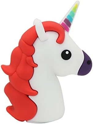 DBigness 3350mAh Cute Mini Size Red Unicorn Portable Chargers Funny Lightweight Gift Mobile Phone Charger Cartoon PVC External Battery Backup Pack Power Bank for Smart Phone