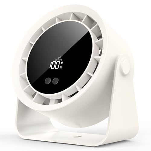 Ventilador de Mesa, Ventilador Pequeño USB Silencioso con 5 Velocidades&100 Velocidad Ajustable,360° Ajustable&Montaje en Pared/Colgar,Pantalla LED,Ventilador Escritorio para Oficina/Habitación/Cocina