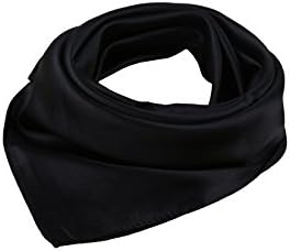 DGFA INC Women's Solid Color Silk Like Square Hair Scarf Neckerchief Ideal Gift (Black)