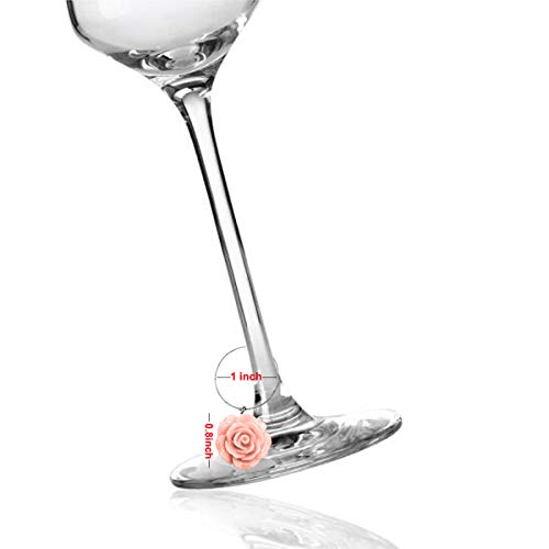 Wine Glass Charms 12 Pieces Wine Themed Wine Glass Drink Markers for Cocktails Martinis Champagne Flutes, Wine Tasting Party Decoration Supplies Gift, Roses Flower - Thumbnail 5