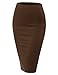 Doublju Stretch Knit Midi Pencil Skirt With Back Slit For Women With Plus size (Made In USA)