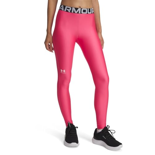 Mujer Heat Gear Legging, Mallas Deportivas Transpirables y de Secado rápido, Pantalón de Gimnasia con Tejido elástico en 4 direccionesSuper Pink / / White,SM