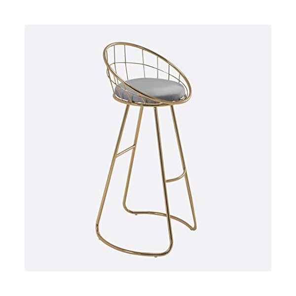 XXQ-Bar-Stools-Golden-Bracket-Fabric-Cushion-with-Backrest-High-Chair-for-Restaurant-Living-Room-Garden-Dining-Chair-Home-DecorationGray70cm