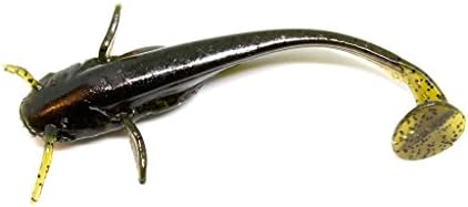 FishUp Soft Plastic Fishing Lures, Edible Silicone, Poured Baits, Type Minnow, Irresistible to Predators drop shot baits, for Bass, Walleye and Zander, Catfish 3", 8 Pcs (043 Watermelon Brown/Black)