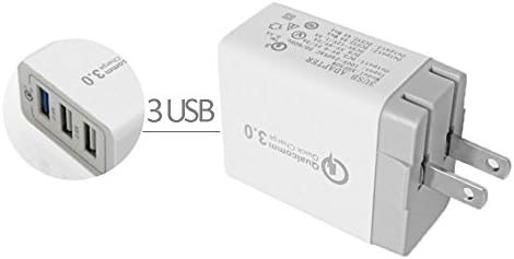 Quick Charger 3.0,3 Smart USB Ports Power Adapter for iPhones,iPad,iPod,Samsung and More