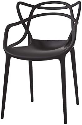 Inspired Masters Arm Chair Dining Simple Fashion Chairs Modern Stackable (Black)