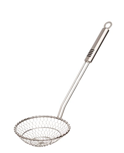 Helen’s Asian Kitchen Stainless Steel Mesh Spider Food Dumpling Noodle Strainer, 7-Inch Strainer Basket