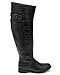 Breckelles BD49 Women Crinkle Leatherette Round Toe Riding Thigh High Boot - Black