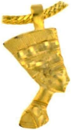 Nefertiti.18k Yellow Gold Plated Queen Cut Charm 20" Steel Necklace Herringbone