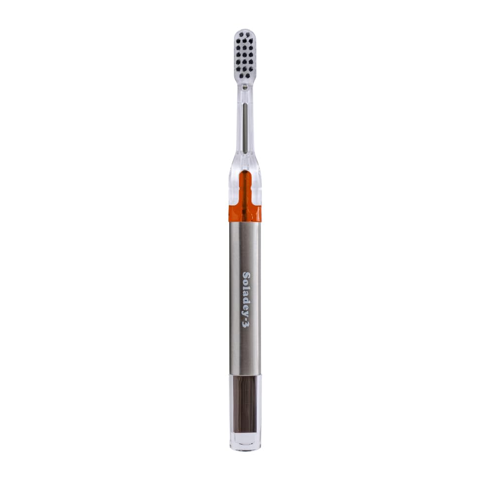 Soladey 3 Ionic Toothbrush, Solar Panels and TiO2 Semiconductor, 3 Row Honeycomb Bristle Orange, You can Brush Without Toothpaste