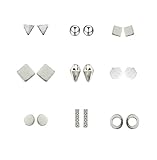 Shoopic 9 Pairs Punk Studs Minimalist Geometric Square Triangle Piercing Earrings Set for Women