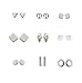 Shoopic 9 Pairs Punk Studs Minimalist Geometric Square Triangle Piercing Earrings Set for Women