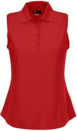 Greg Norman Women's Protek Micro Pique Sleeveless Polo, British Red, X-Large
