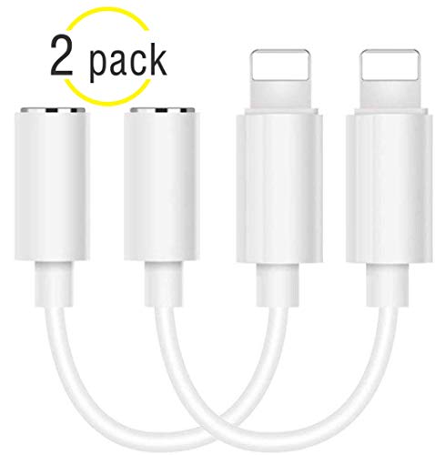 NiceFuse iPhone Headphone Adapter (2 Pack), Compatible with iPhone 7/7Plus /8/8Plus/X/XS/Max/XR Adapter Headphone Jack, 3.5 mm Headphone Adapter Compatible with iOS 11/12 Accessories(White)