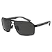 FSK Large Size Polarized Square Sunglasses (Black Frame/Grey Lens)