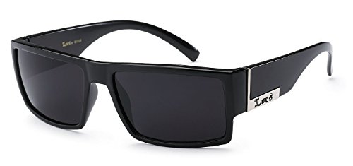 Locs Mens Flat Top Gangster Sunglasses Black Silver Frame 91026