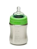 Klean Kid Kanteen Stainless Steel Baby Bottle with Medium Flow Silicone Nipple, Silver, 9-Ounce