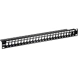 TRENDnet 24-Port Blank Keystone Shielded 1U Patch Panel, TC-KP24S, STP, Cat6A, Cat5, Cat5e, Cat6, 19" Rackmount Design, Recommended with TC-K06C6A Cat6A Keystone Jacks