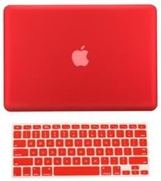 Rubberized Hard Case (RED) 3 in 1 with Crystal Guard silicone Keyboard Protector, LCD Screen protector and Microfiber cloth for ONLY NEWEST MODELS A1425 and A1502 MacBook Pro 13.3" with Retina Display