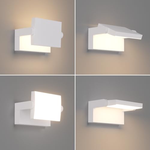 Klighten 24 W LED Wall Lamps Outdoor Indoor IP65, Outdoor Lamps Adjustable Modern Aluminium Wall Light for Hallway Entrance Gardens, Warm White 2700K-3000K, White