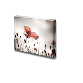 Canvas Prints Wall Art - Field of Corn Poppy Flowers Papaver Rhoeas in Spring - 12" x 18"