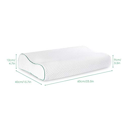 HOMFY Orthopädisches Memory Foam Nackenstützkissen Ergonomisches Kopfkissen mit waschbare Bambusfaser Kissenbezüge Weiß 40x60cm