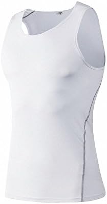 Maoko Men's Compression Sleeveless Baselayer Workout Tank Top Shirt White