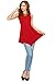 MBJ WT671 Womens Summer Sleeveless Irregular Handkerchie Hem Loose Tunic Tops Flowy Blouses Shirt XXXL RED