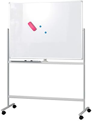 BuyHive Mobile Whiteboard 47" x 35" Double Sided Magnetic Dry Erase Board On Wheels Office Commercial Use Marker Board