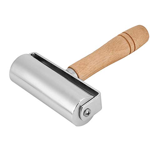 HEEPDD Leather Press Roller, Solid Steel Leatherworking Roller for Leathercraft Glued Layer Rolling Tool 100mm Durable Metal Roller for DIY Crafting