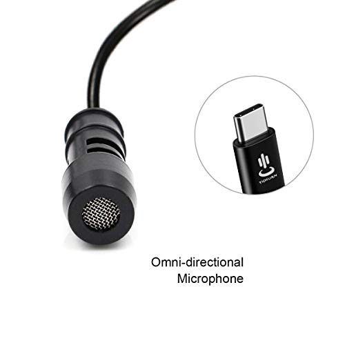Gepege Professional Grade Lavalier Lapel Microphone Omnidirectional Mic 360° Easy Clip On only for USB TYPE-C Interface Devices for Recording YouTube/TikTok/Kwai Conference (Black) - Thumbnail 5