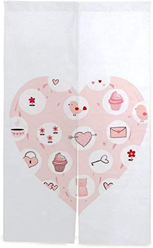 Amazon Tinzzeros のれん おしゃれ ピンクハートカード 縁起物 寝室 多機能 大人 間仕切り 花 暖簾 和室 業務用 通気性がよ 突っ張り棒付き 幅85 丈90 のれん オンライン通販