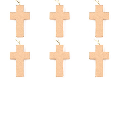 Factory Direct Craft Unfinished Paper Mache Cross Ornaments for Crafting - 6 Crosses